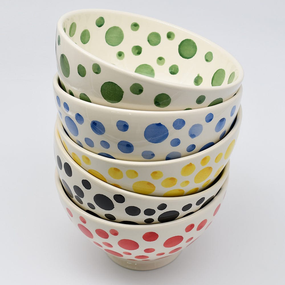 Ceramic Salad Bowl with Blue Dots