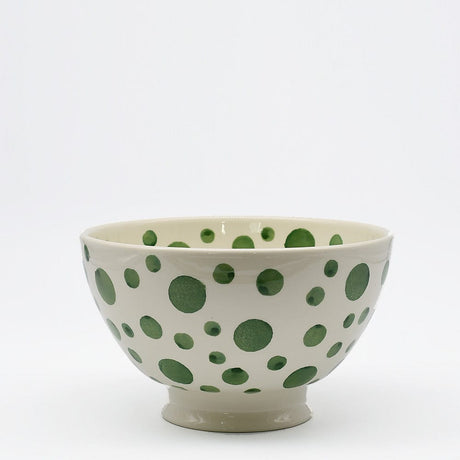 Ceramic Salad Bowl with Green Dots