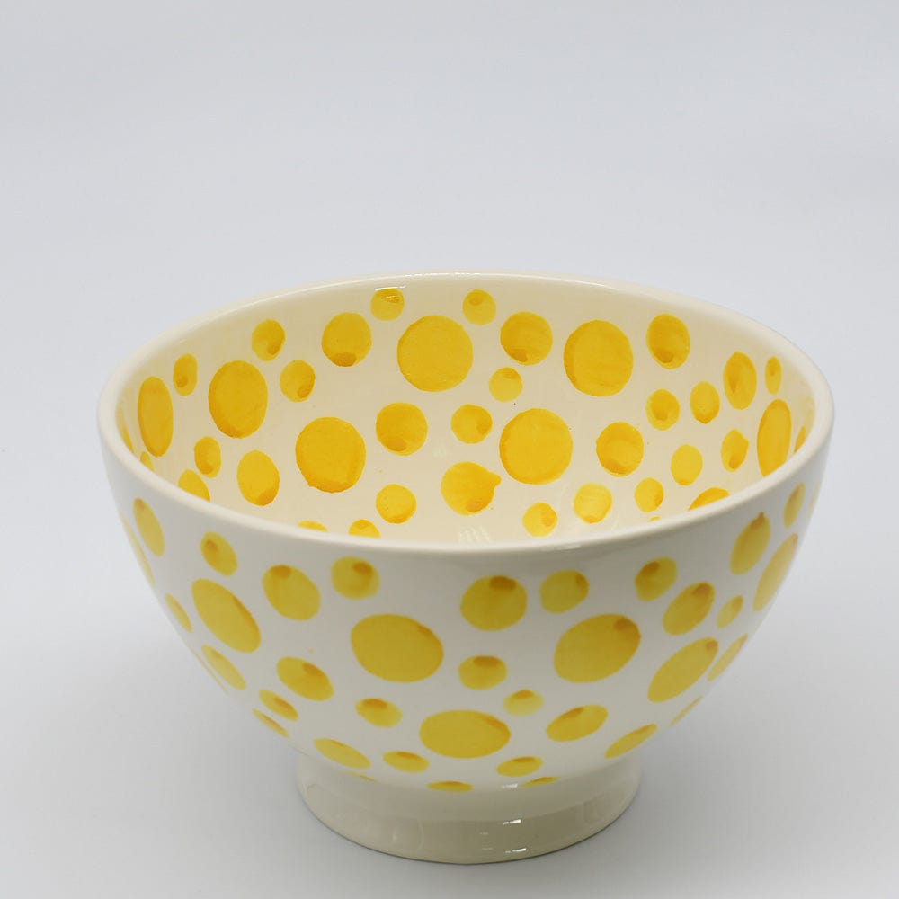 Ceramic Salad Bowl with Yellow Dots