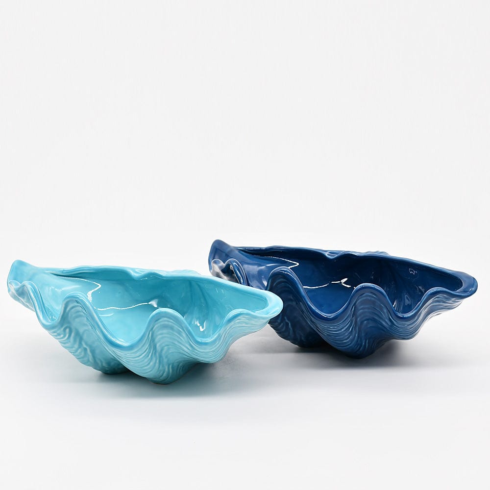 Ceramic Seashell Bowl 11.8'' - Cobalt Blue