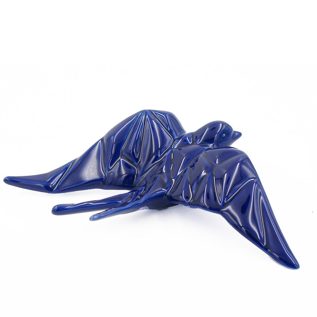 Ceramic Swallow Origami Style - Cobalt Blue