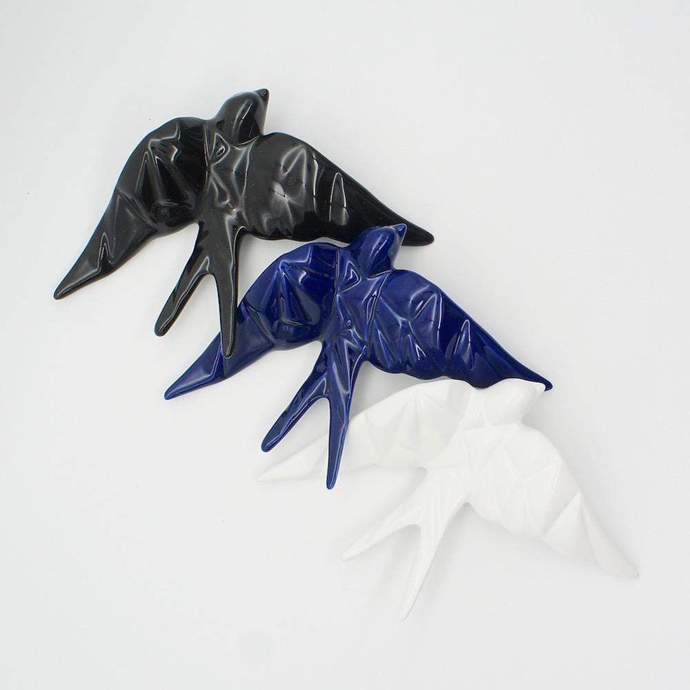 Ceramic Swallow Origami Style - Cobalt Blue