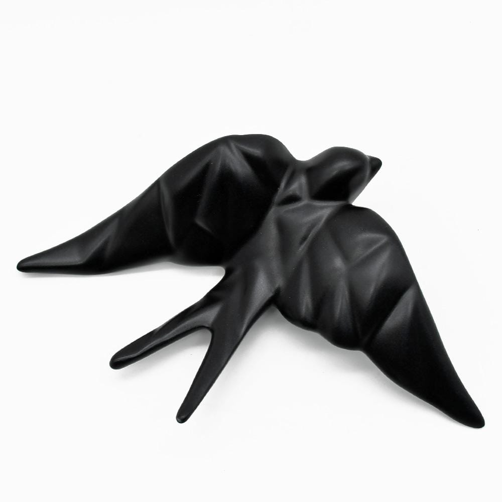 Ceramic Swallow Origami Style - Mat Black