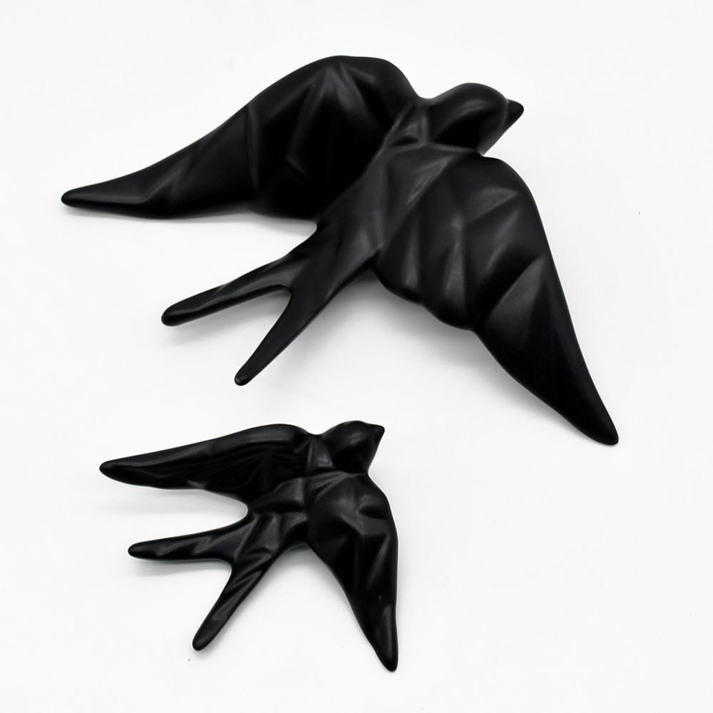 Ceramic Swallow Origami Style - Mat Black