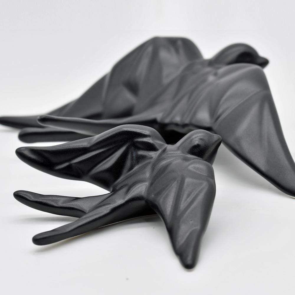 Ceramic Swallow Origami Style - Mat Black