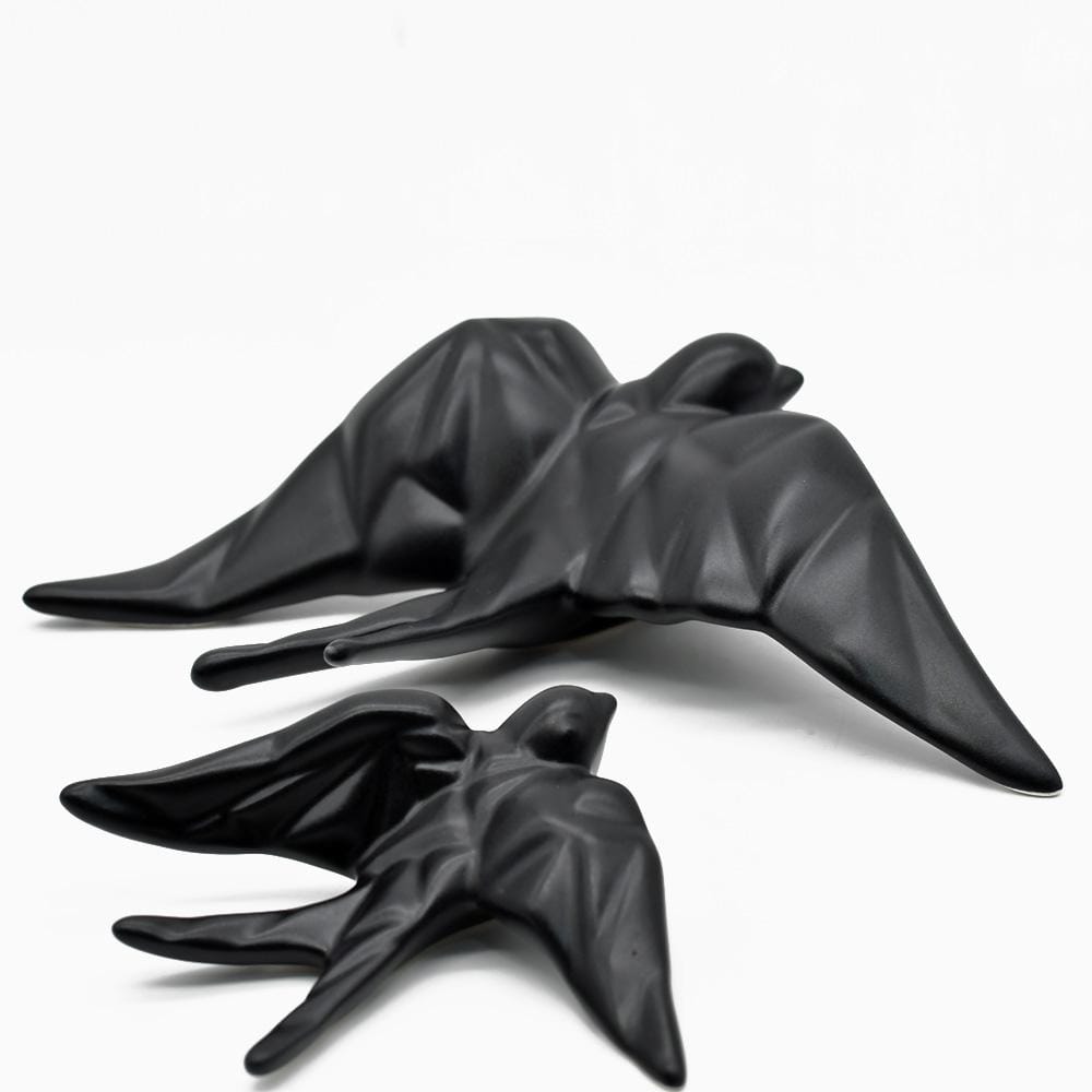 Ceramic Swallow Origami Style - Mat Black