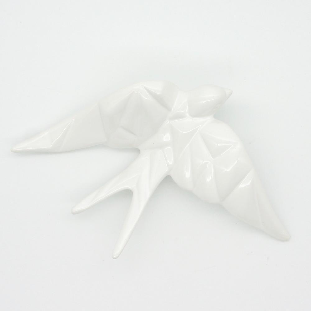 Ceramic Swallow Origami Style - White 3.9"