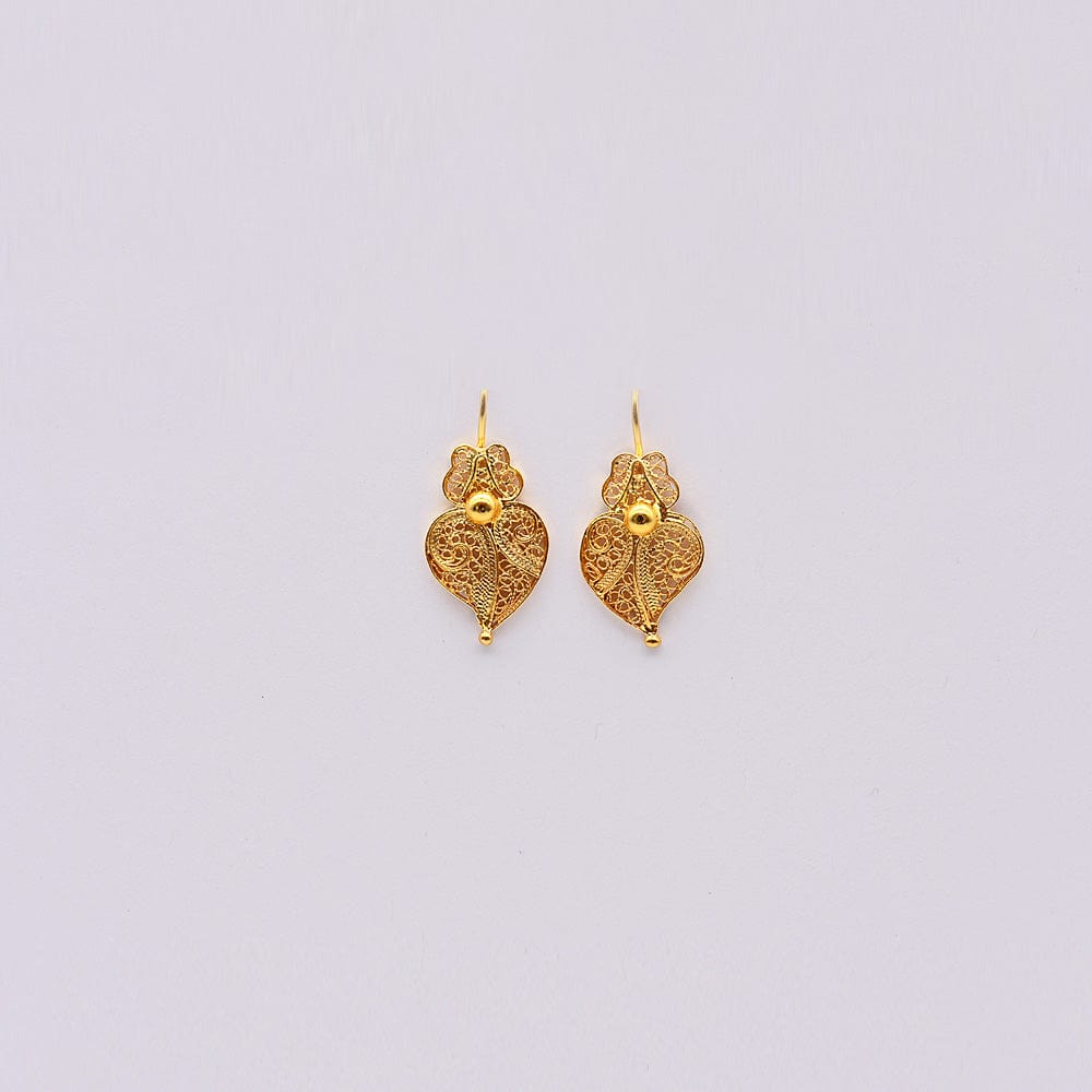 Coração de Viana I Gold-plated Silver Filigree Earrings - 1.0''