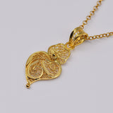 Coração de Viana I Gold-plated Silver Filigree Pendant - 1.2''