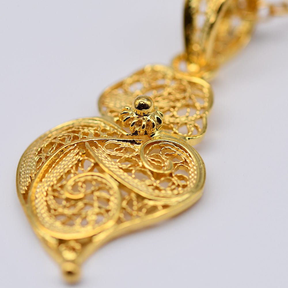 Coração de Viana I Gold-plated Silver Filigree Pendant - 1.2''