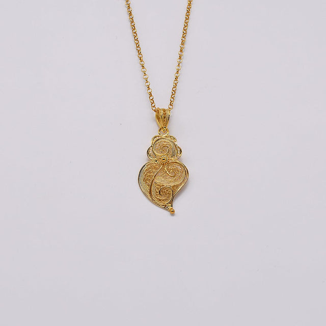 Coração de Viana I Gold-plated Silver Filigree Pendant - 1.4''