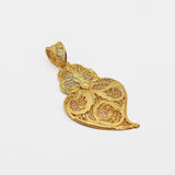 Corãçao de Viana I Gold-plated Silver Filigree Pendant - 1.4''