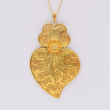 Coração de Viana I Gold-plated Silver Filigree Pendant - 4.3''