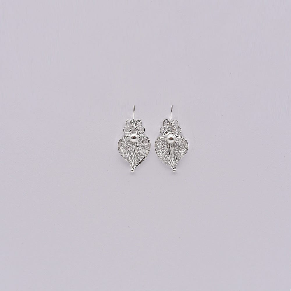 Coração de Viana I Silver Filigree Earrings - 1.0''