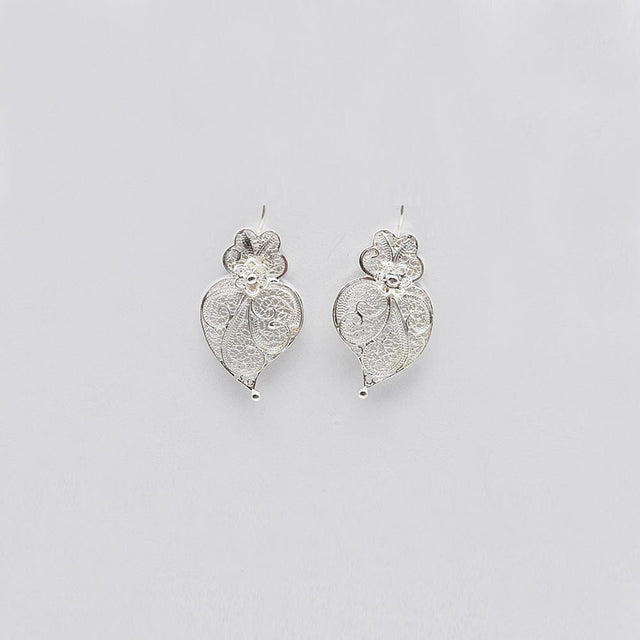 Coração de Viana I Silver Filigree Earrings - 1,4"