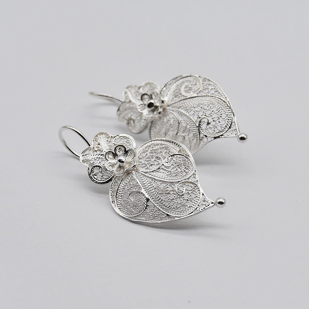 Coração de Viana I Silver Filigree Earrings - 1,4"