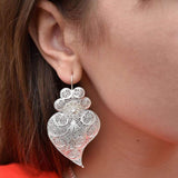 Coração de Viana I Silver Filigree Earrings - 2.6'