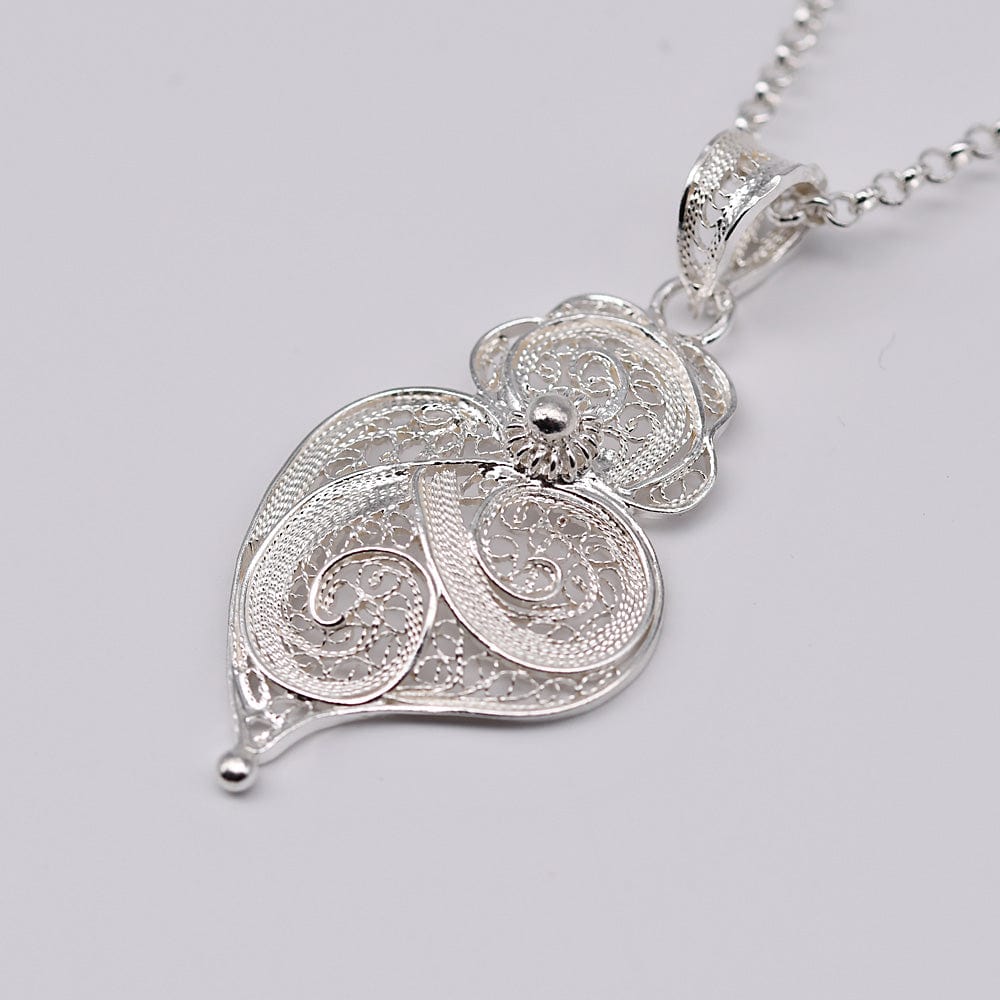 Coração de Viana I Silver Filigree Pendant - 1.4''