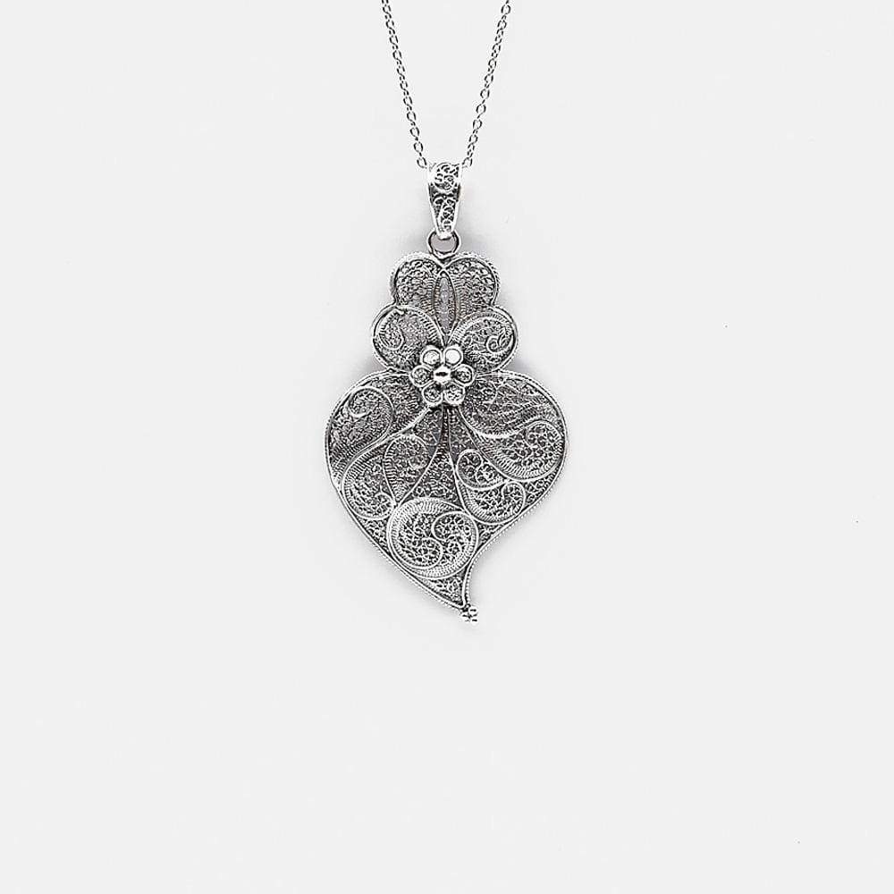 Corãçao de Viana I Silver Filigree Pendant - 2.4"