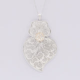 Coração de Viana I Silver Filigree Pendant - 4.3"