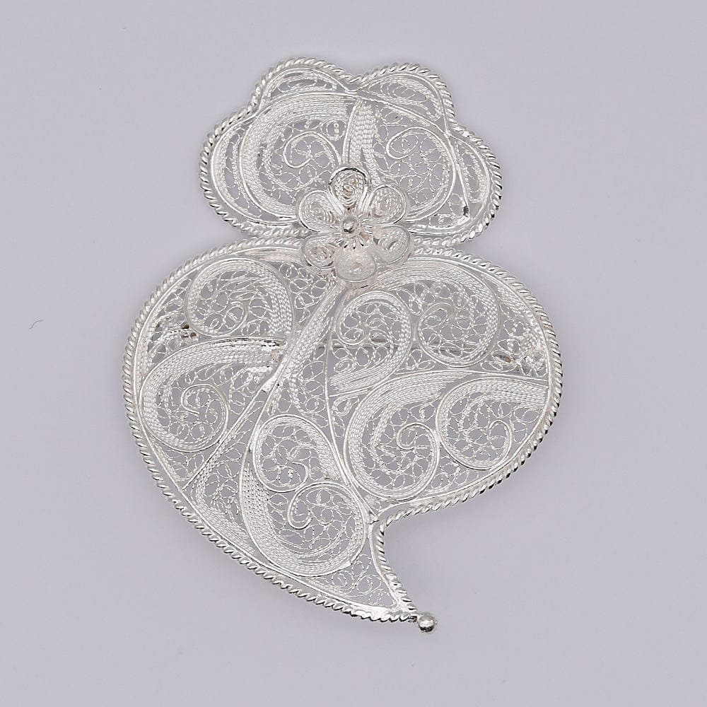 Coração de Viana I Silver Filigree Pin - 2.4"