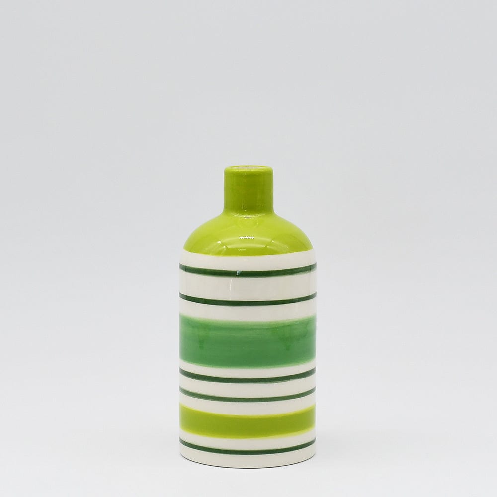 Costa Nova I Striped Ceramic Vase - Green 15cm