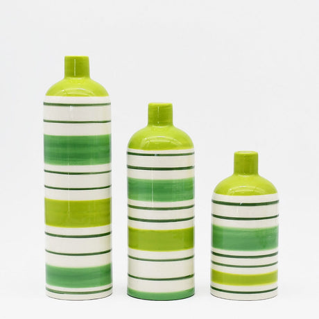 Costa Nova I Striped Ceramic Vase - Green