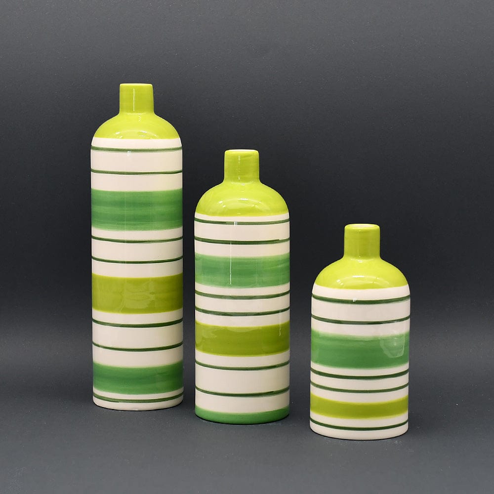 Costa Nova I Striped Ceramic Vase - Green