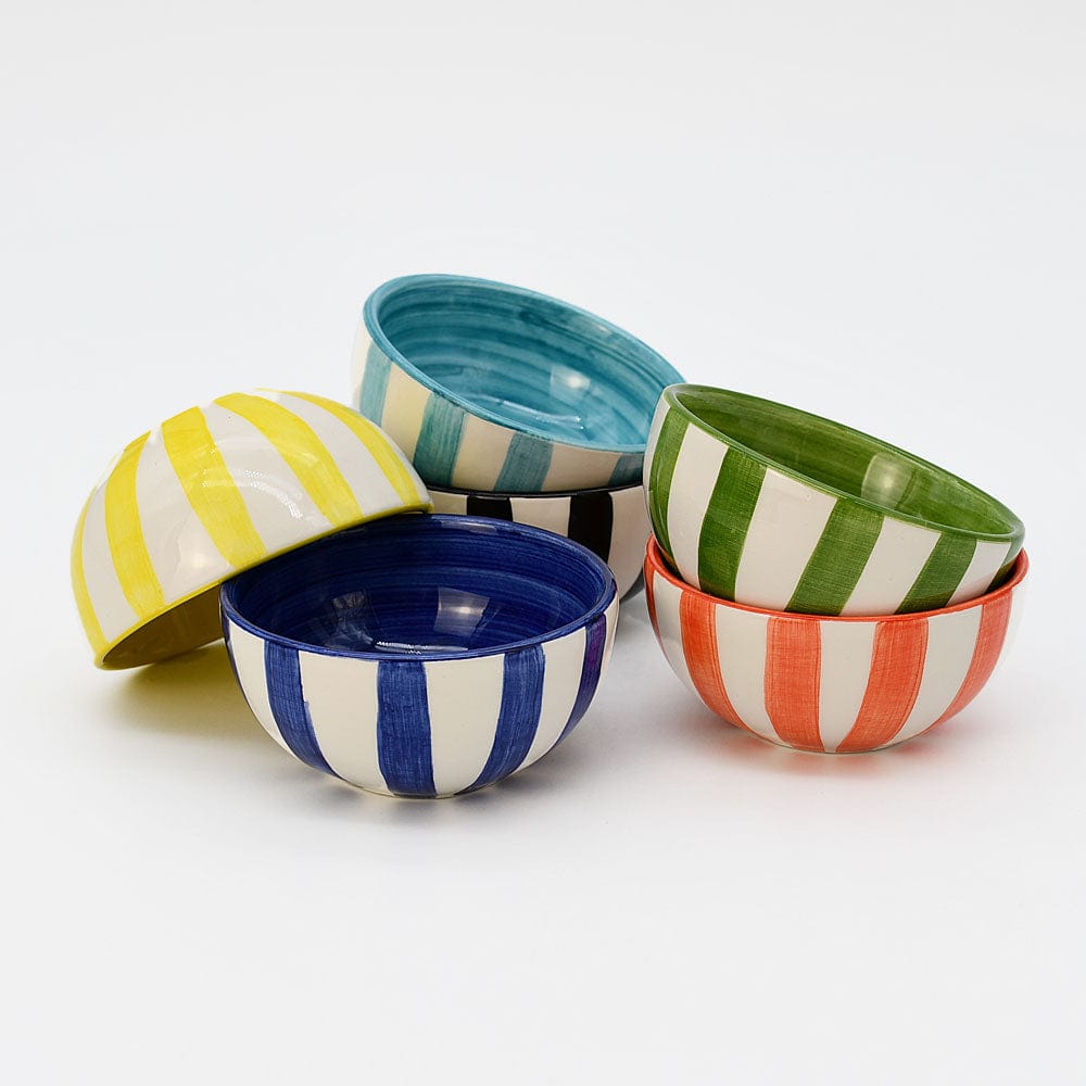 Costa Nova Mar I Striped Ceramic Bowl 3.2'' - Blue