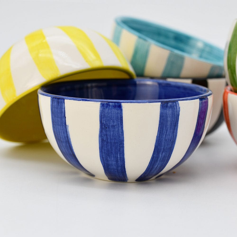 Costa Nova Mar I Striped Ceramic Bowl 3.2'' - Blue