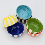 Costa Nova Mar I Striped Ceramic Bowl 3.2'' - Red