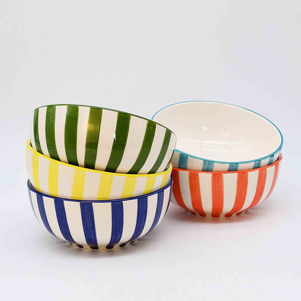 Costa Nova Mar I Striped Ceramic Cereal Bowl 6.3'' - Green