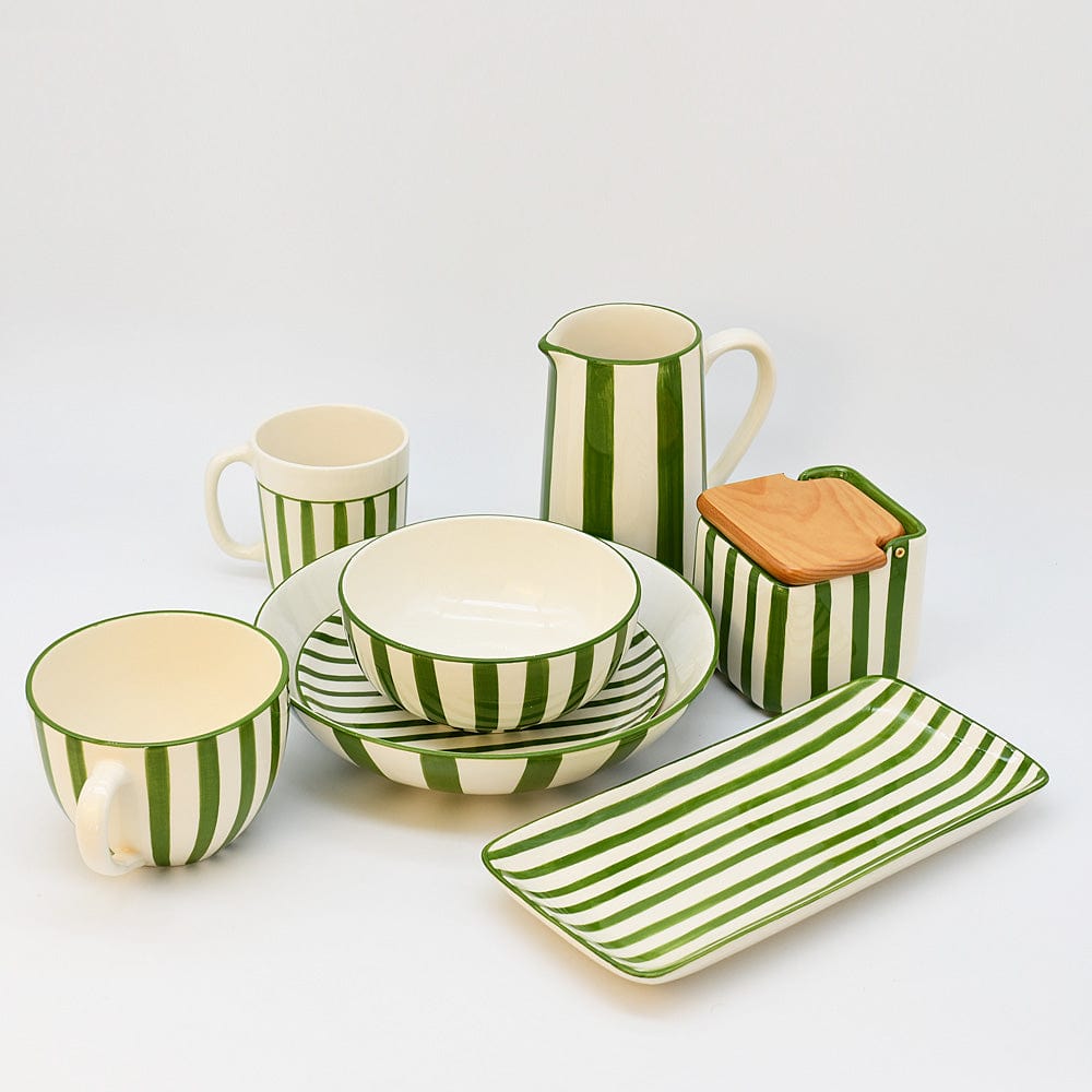 Costa Nova Mar I Striped Ceramic Cereal Bowl 6.3'' - Green