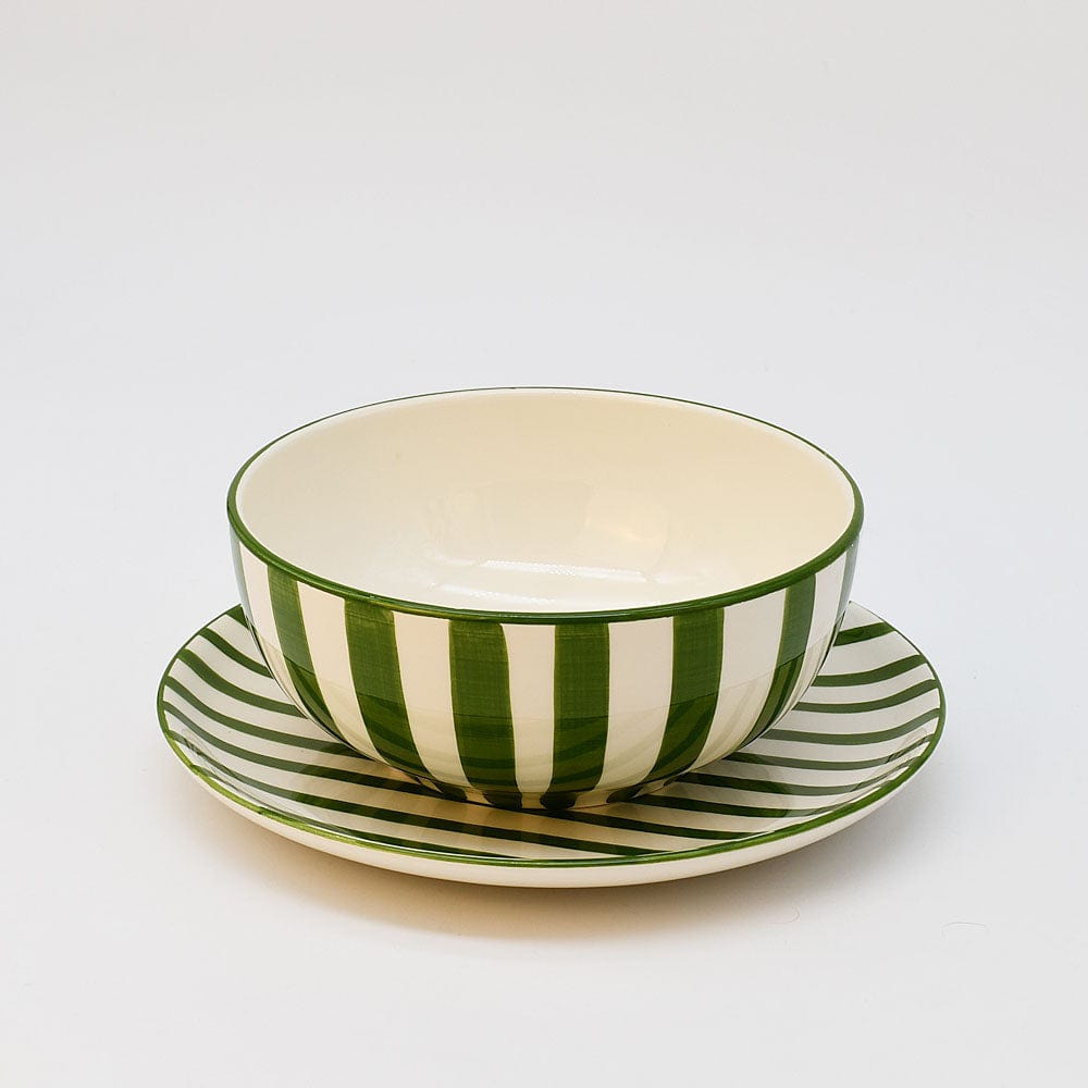 Costa Nova Mar I Striped Ceramic Cereal Bowl 6.3'' - Green