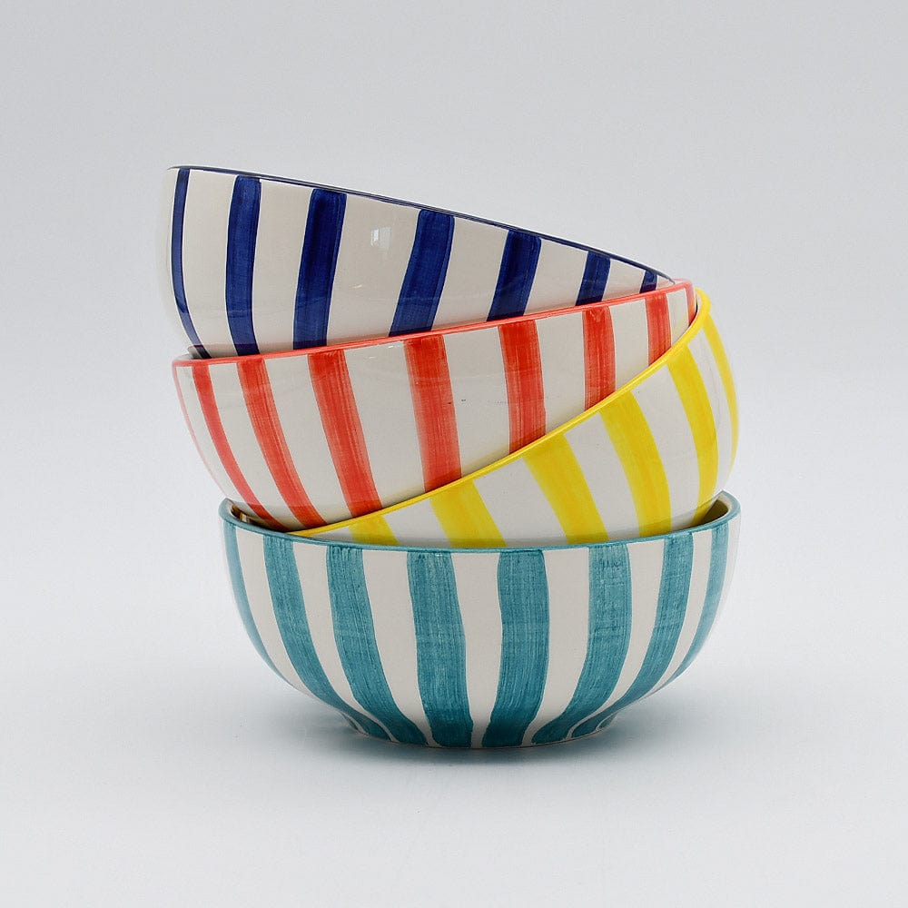 Costa Nova Mar I Striped Ceramic Cereal Bowl 6.3'' - Turquoise