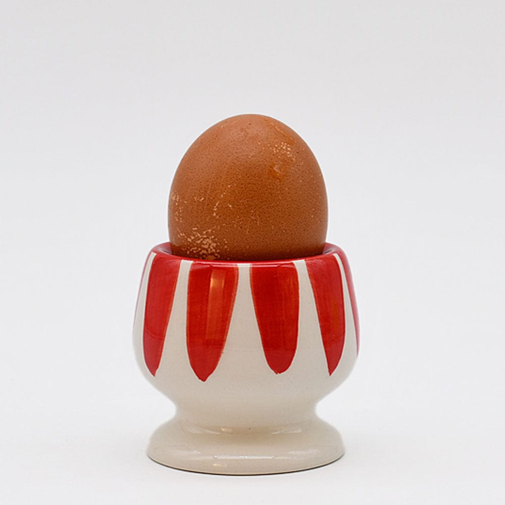 Costa Nova Mar I Striped Ceramic Egg Cup - Red