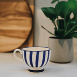 Costa Nova Mar I Striped Ceramic Footed Mug - Blue