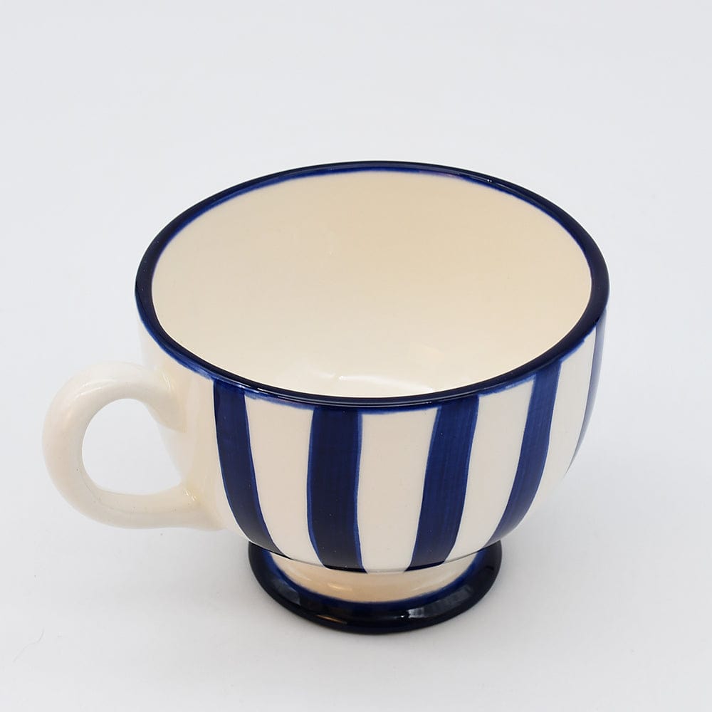 Costa Nova Mar I Striped Ceramic Footed Mug - Blue