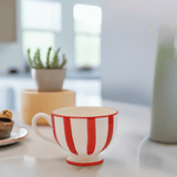 Costa Nova Mar I Striped Ceramic Footed Mug - Red