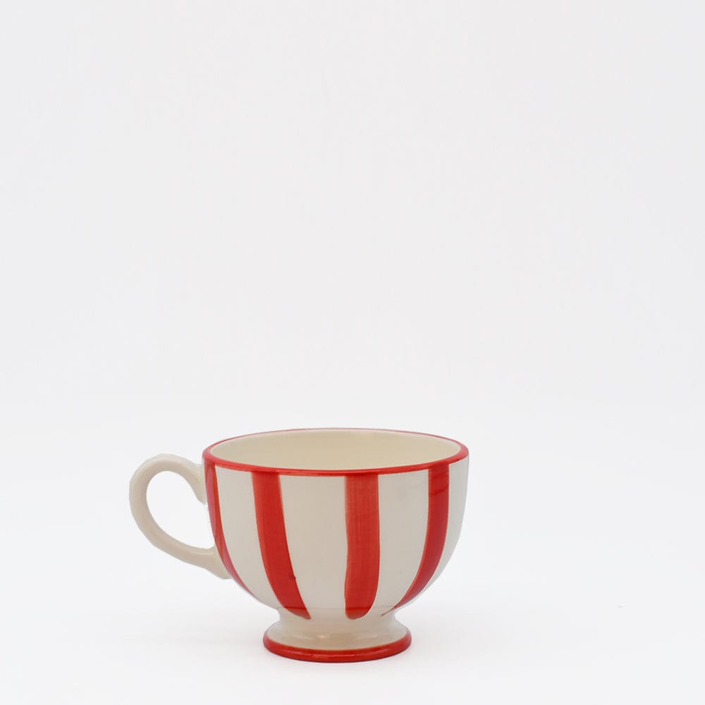 Costa Nova Mar I Striped Ceramic Footed Mug - Red