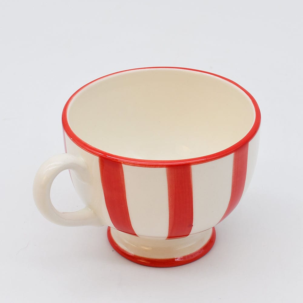 Costa Nova Mar I Striped Ceramic Footed Mug - Red