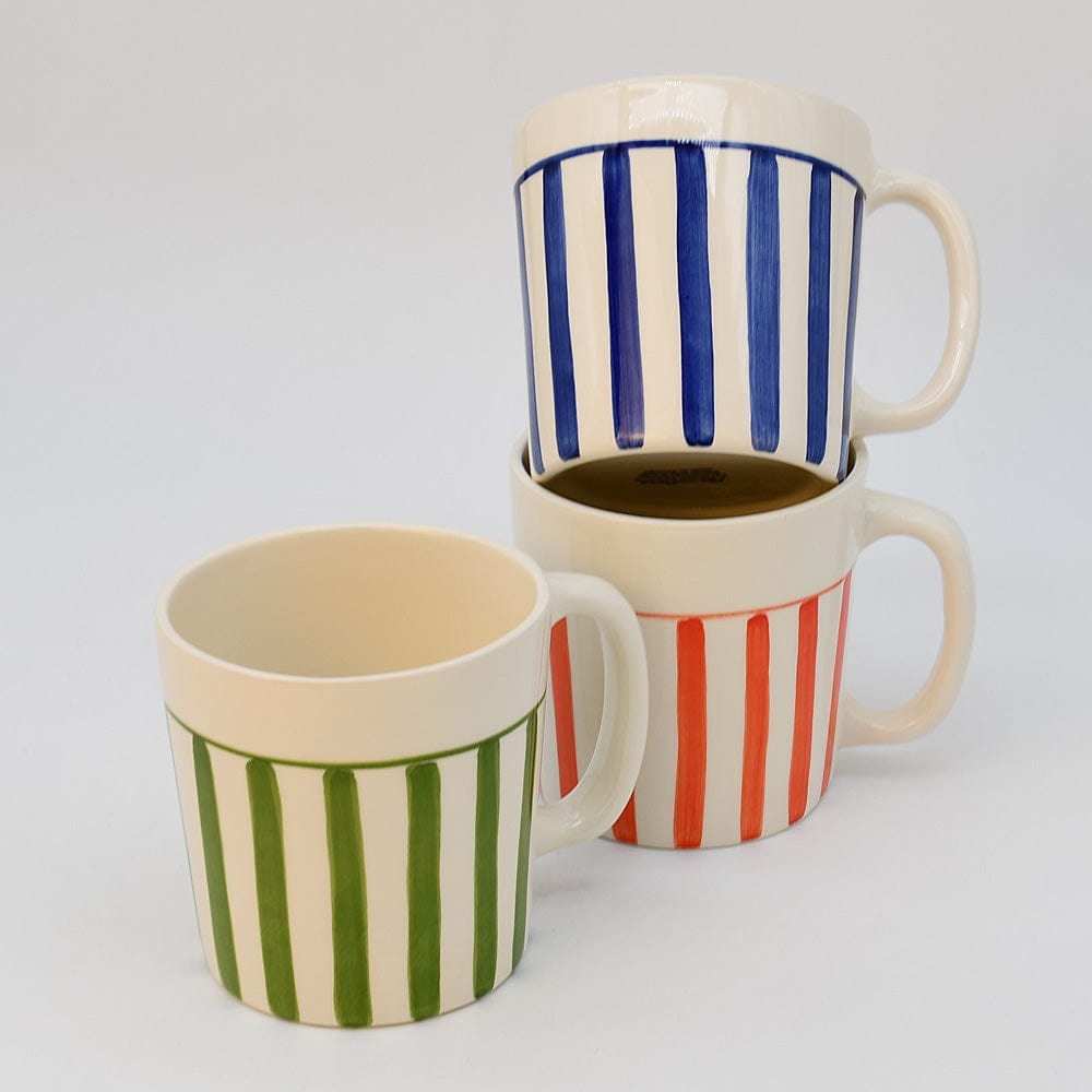 Costa Nova Mar I Striped Ceramic Mug - Green