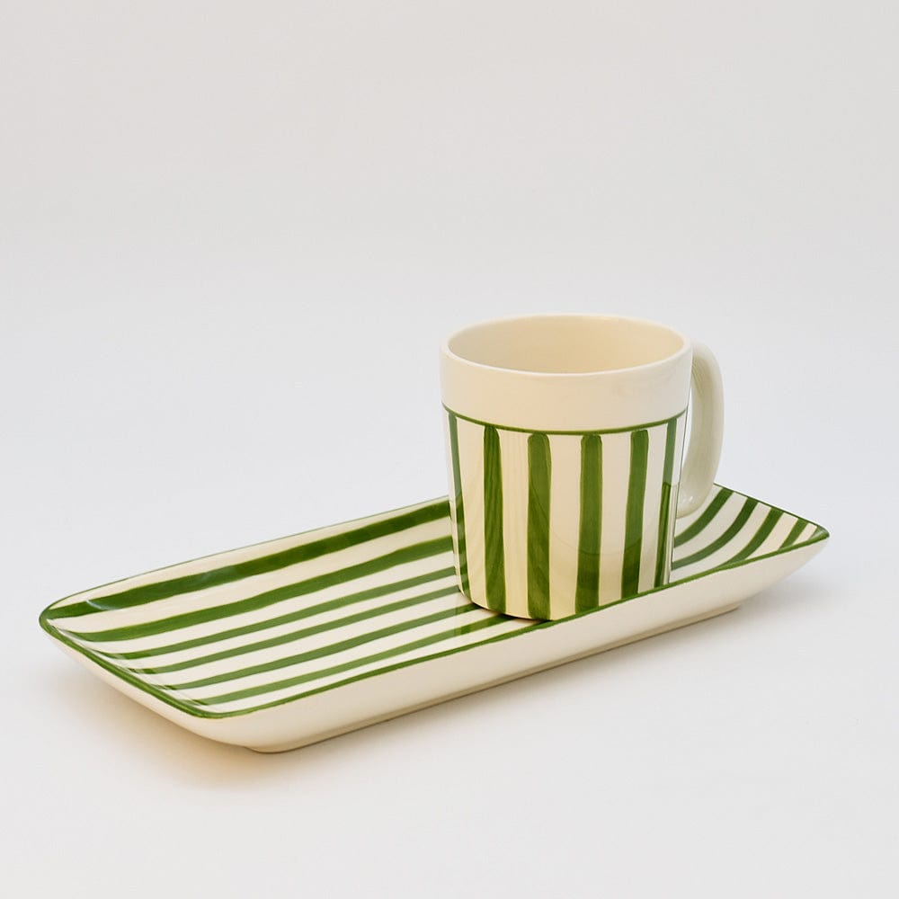 Costa Nova Mar I Striped Ceramic Mug - Green