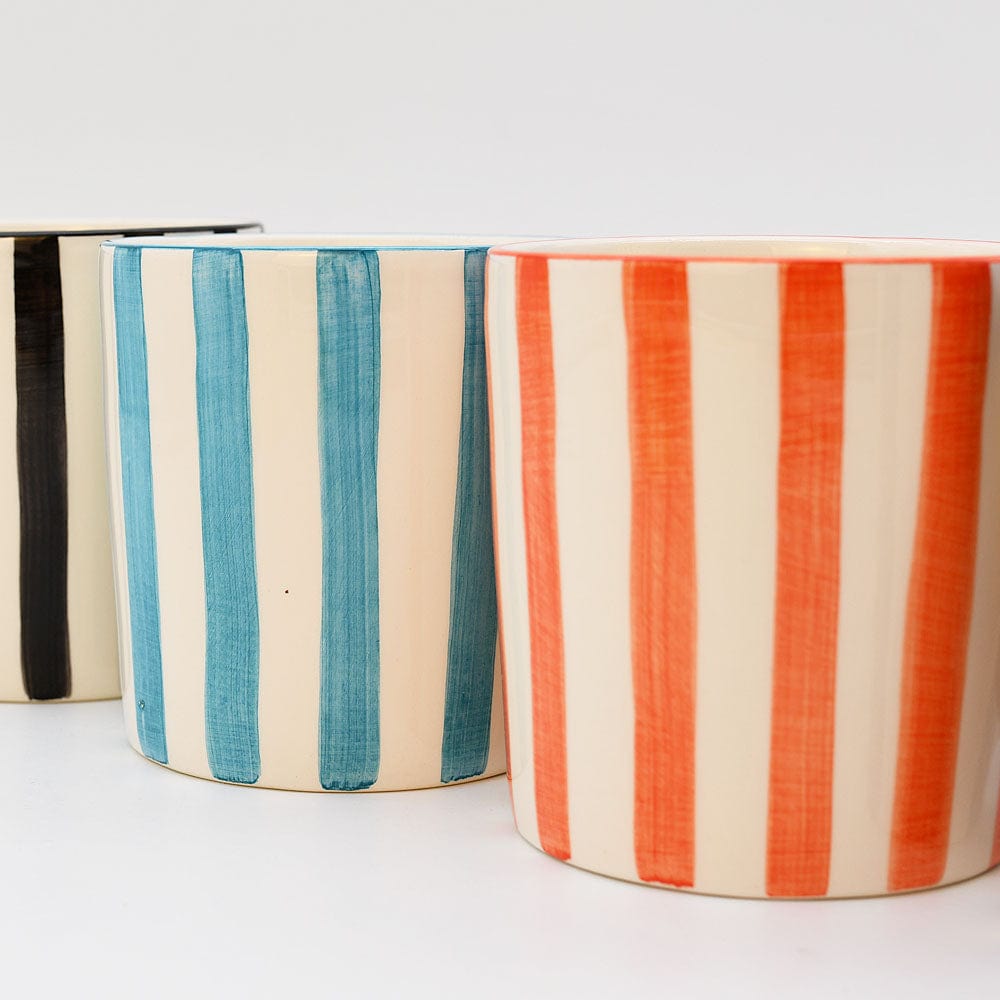 Costa Nova Mar I Striped Ceramic Mug - Red