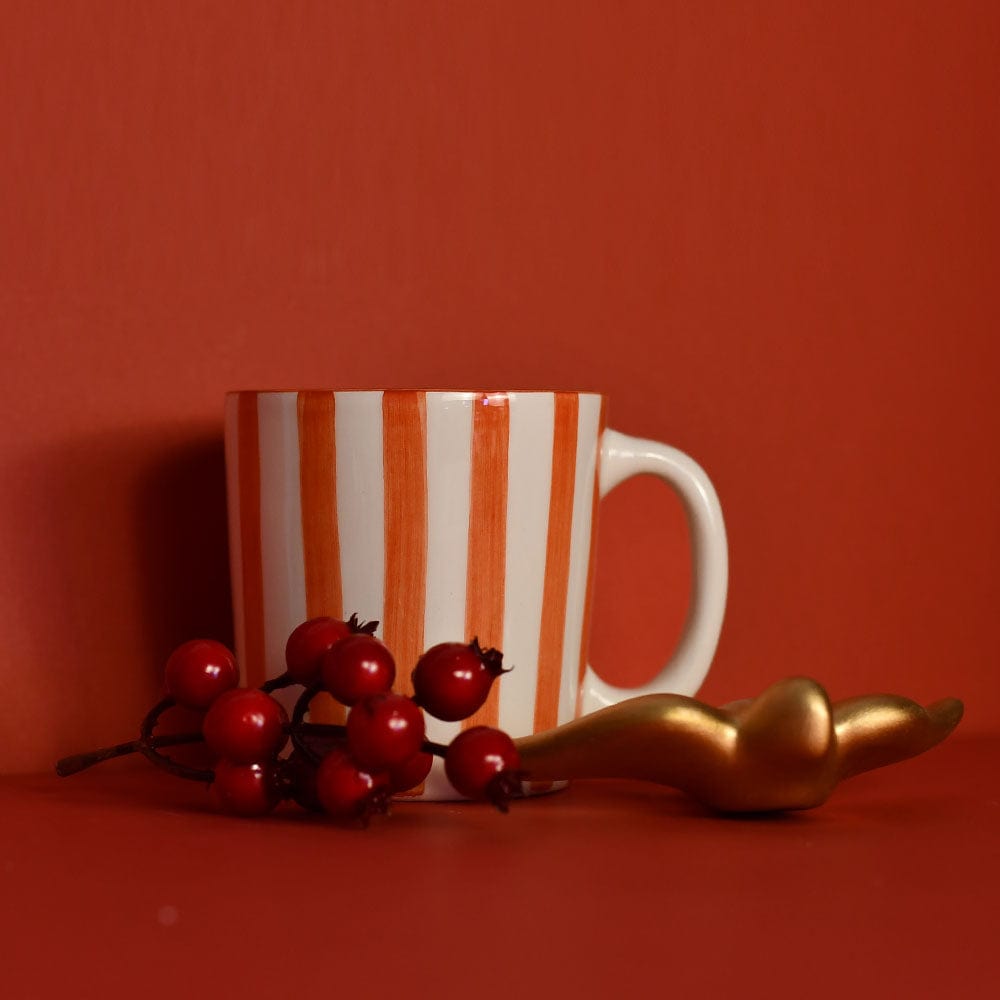 Costa Nova Mar I Striped Ceramic Mug - Red