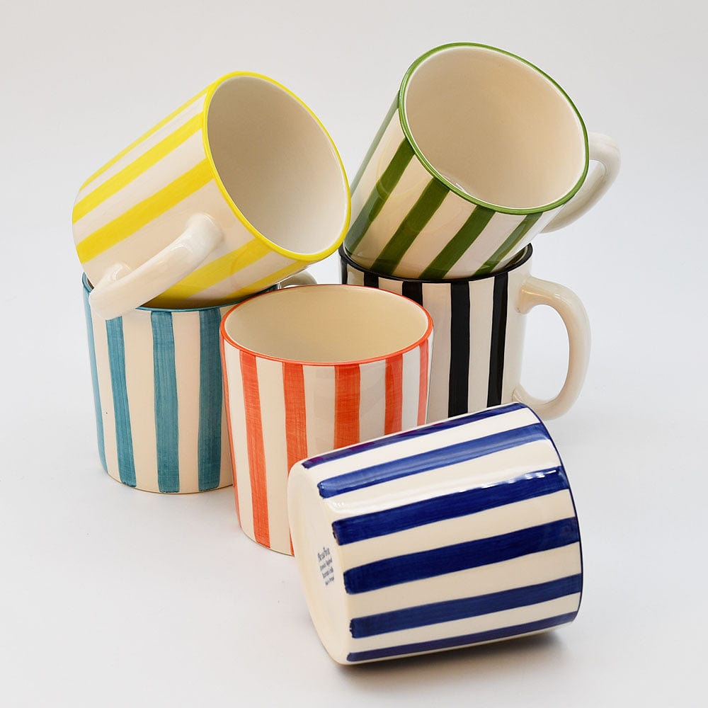 Costa Nova Mar I Striped Ceramic Mug - Turquoise