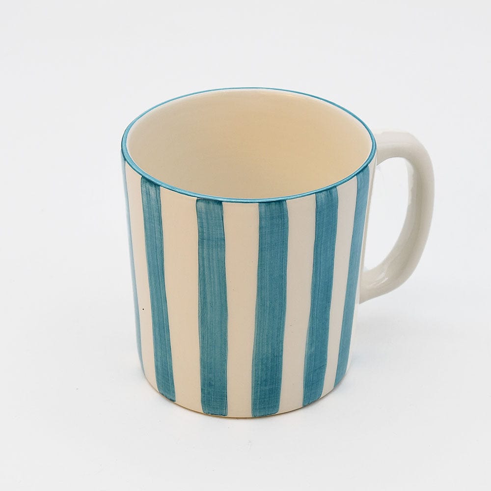 Costa Nova Mar I Striped Ceramic Mug - Turquoise