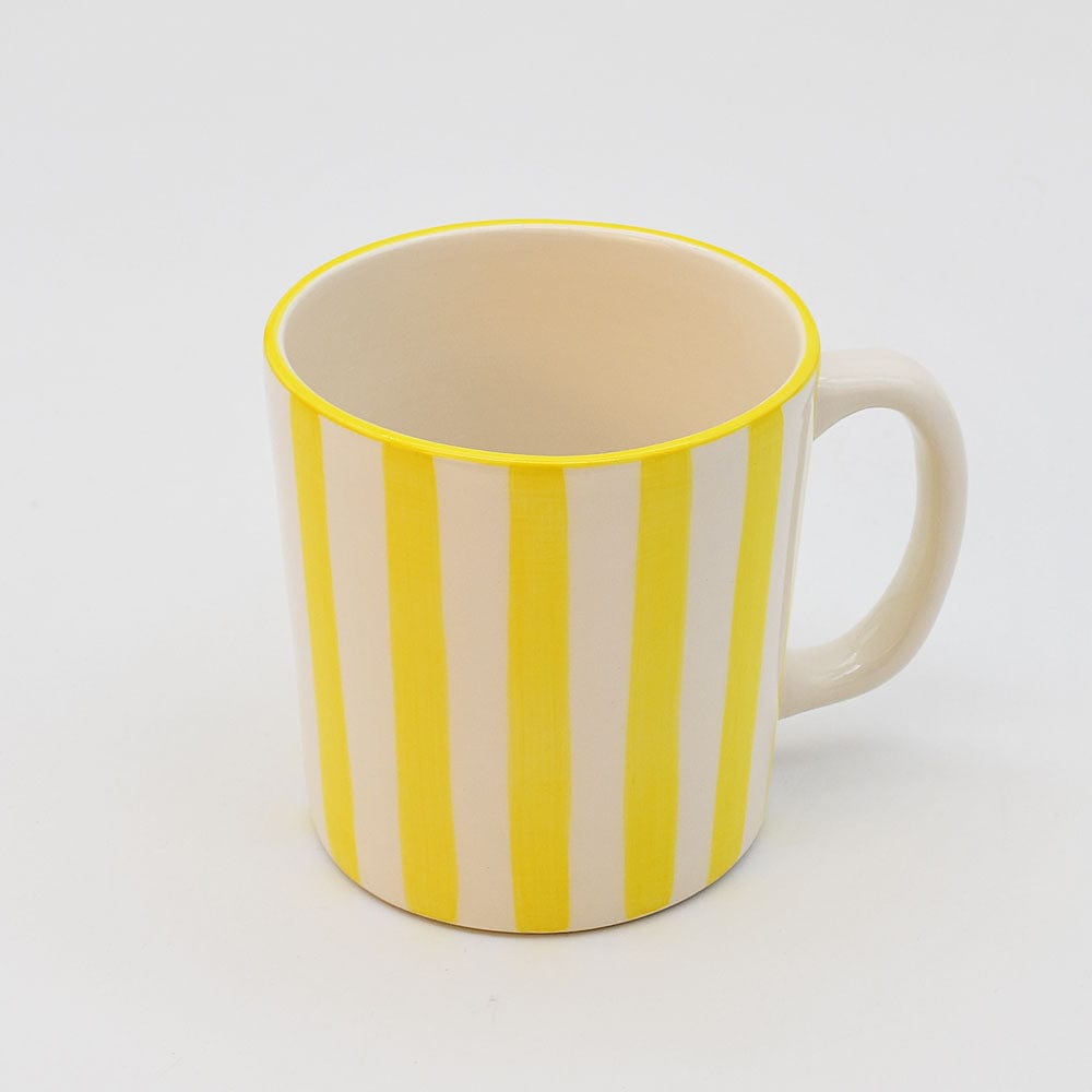 Costa Nova Mar I Striped Ceramic Mug - Yellow