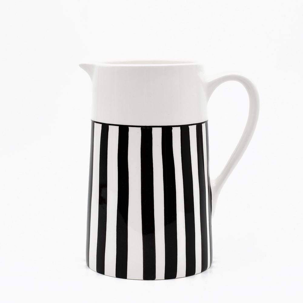 Costa Nova Mar I Striped Ceramic Pitcher - Black