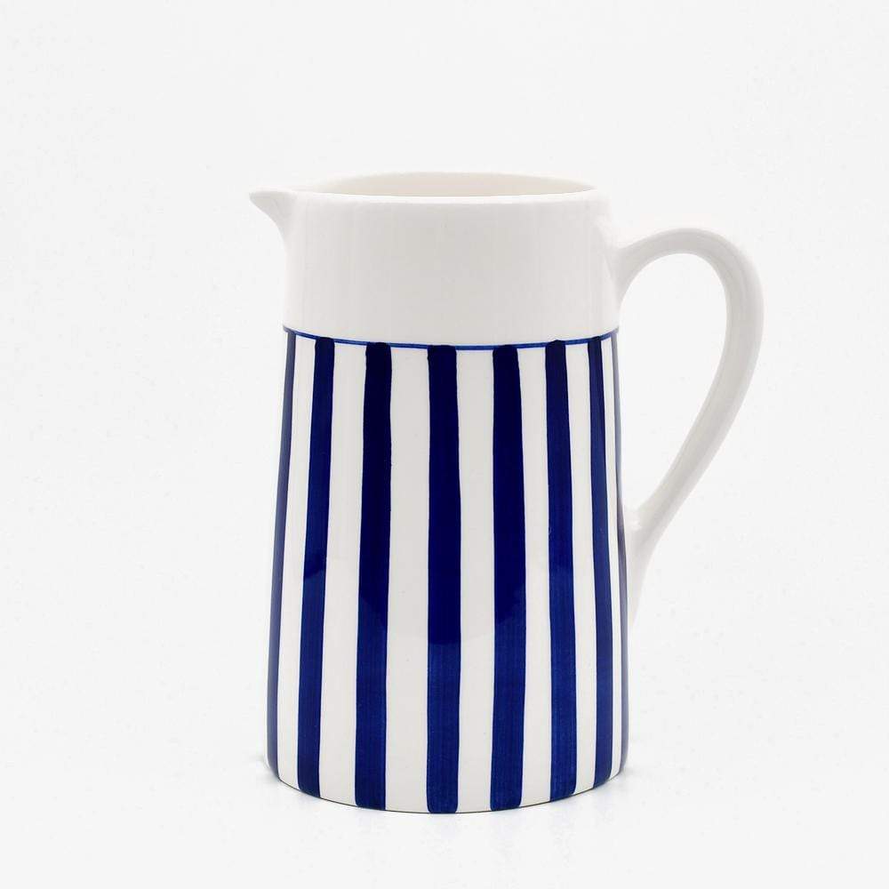 Costa Nova Mar I Striped Ceramic Pitcher - Blue